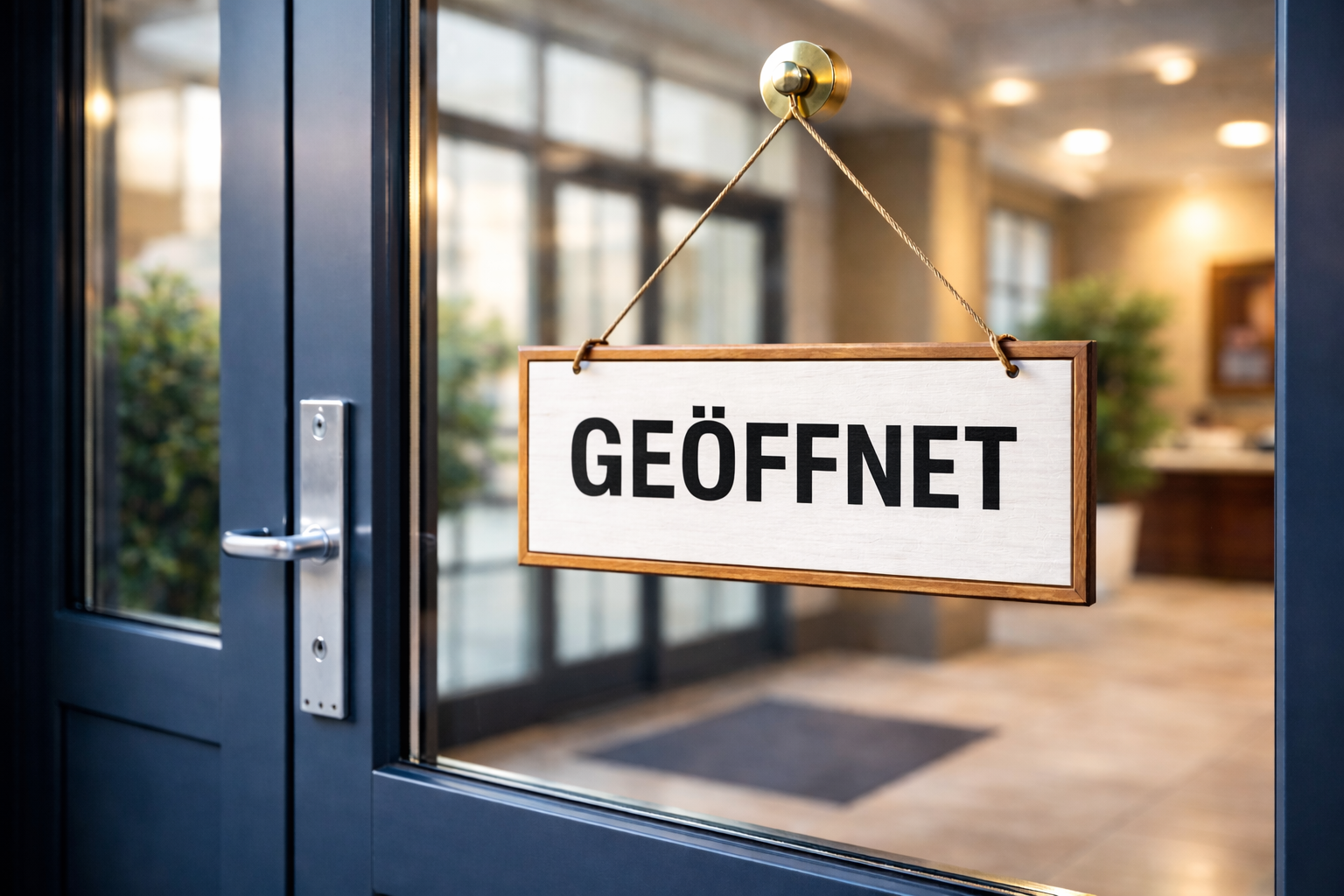Geöffnete Tür als Symbol für die Öffnungszeiten der OJO